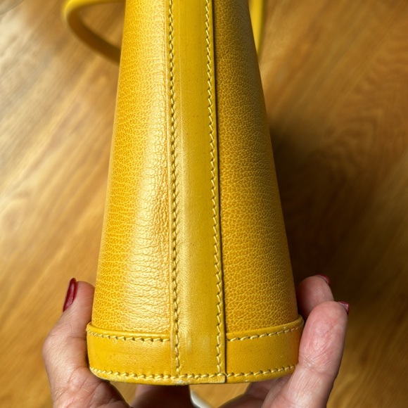 Revillon mustard Yellow saffiano Leather Satchel. NWOT. Made in Italy. - Picture 12 of 17